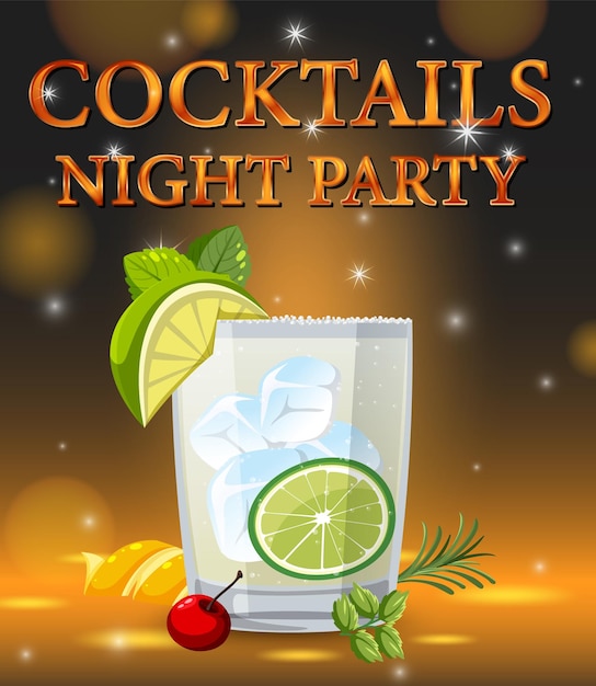 Free vector mojito cocktail in the glass on sparkling background