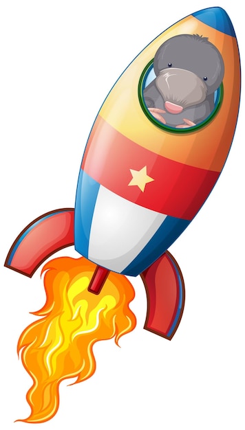 Free vector a mole in rocket vector