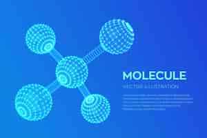 Free vector molecule structure dna atom neurons molecules and chemical formulas 3d scientific molecule background for medicine science technology chemistry biology vector illustration