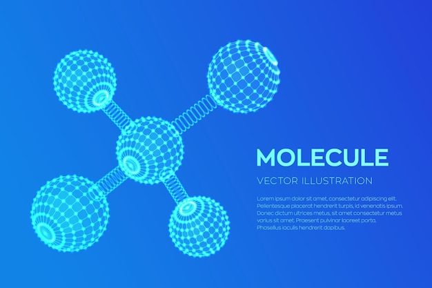 Молекулярная структура нейронов атома ДНК молекулы и химические формулы 3D научный молекулярный фон для медицины наука технология химия биология векторная иллюстрация