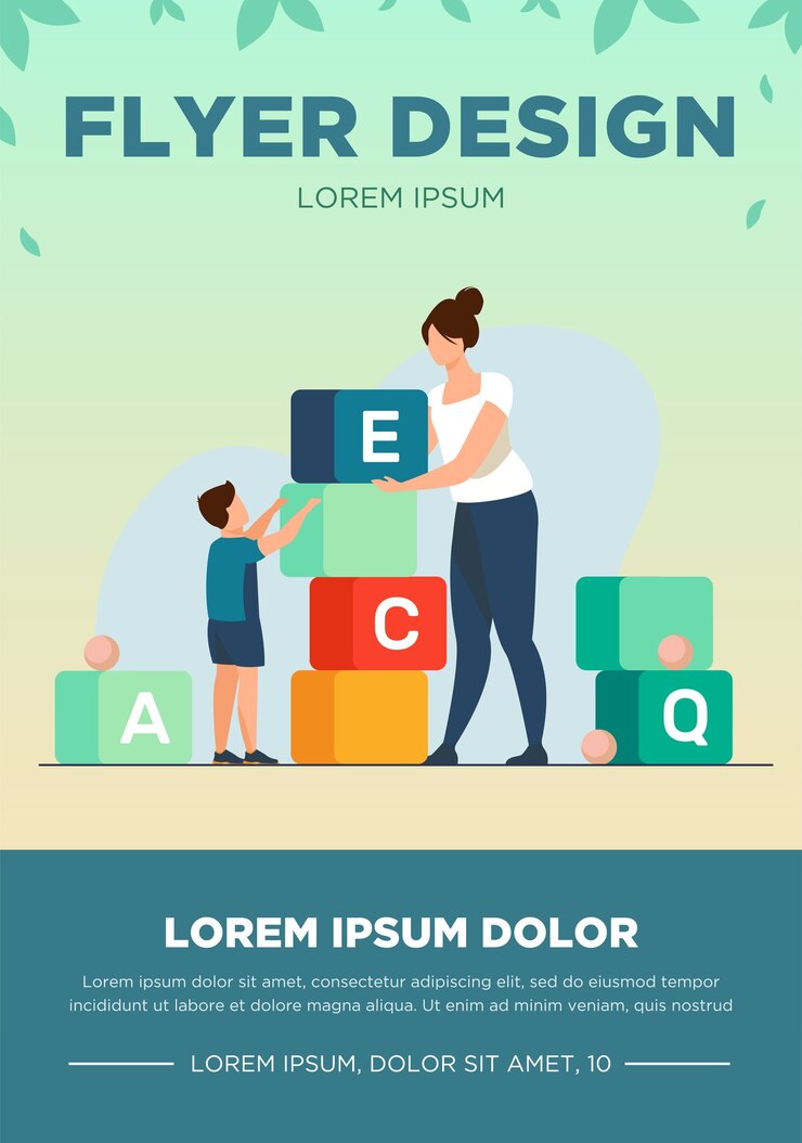Free Vector mom and little son studying letters. woman and kid playing toy blocks flat vector illustration. preschool education, learning concept for banner, website design or landing web page