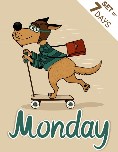 Monday dog weekdays hipster 