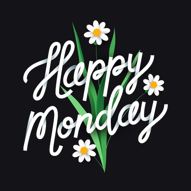 Free vector monday lettering with flowers