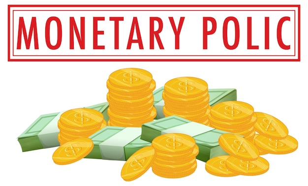 Free vector monetary polic stamp with pile of money