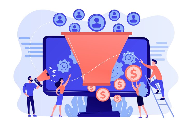 Free Vector monetization tips. increasing conversion rates strategy. attracting followers