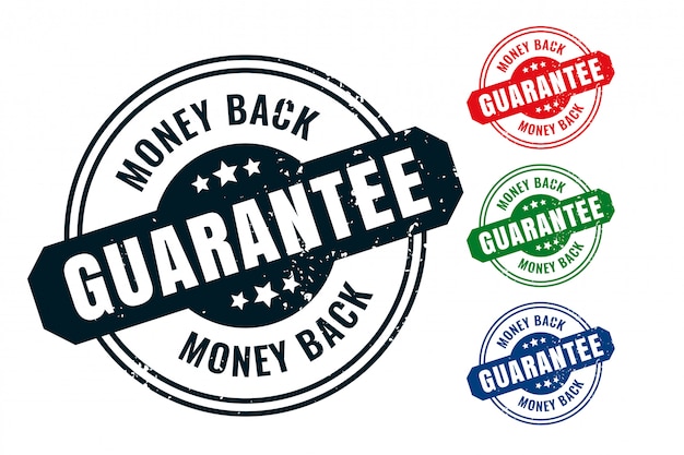 Free vector money back guarantee rubber label stamp seal set