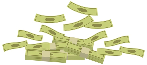 Money banknotes stack in cartoon style