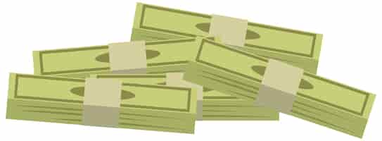 Free vector money banknotes stack in cartoon style