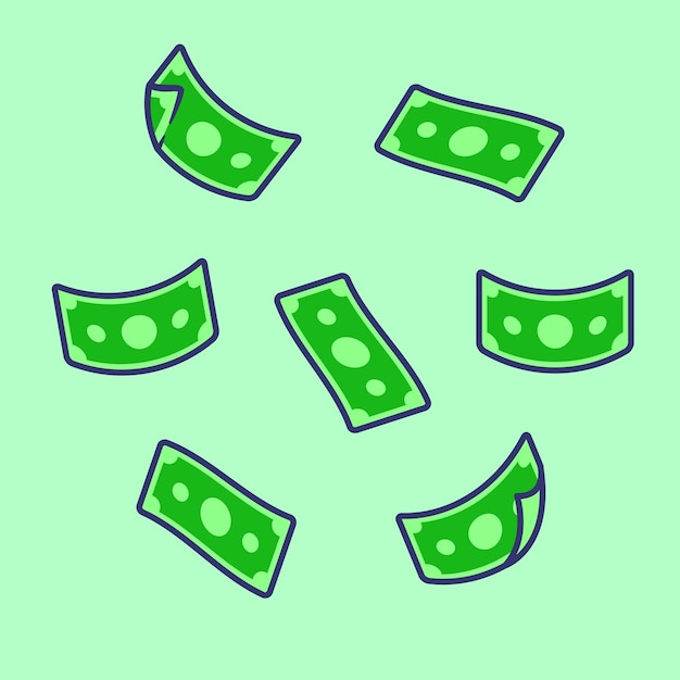 Money cash floating cartoon vector icon illustration business finance isolated flat vector