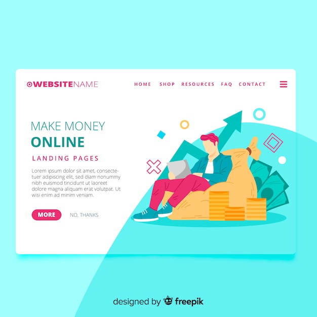 Free vector money concept landing page