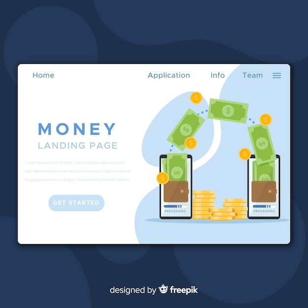 Free vector money concept landing page