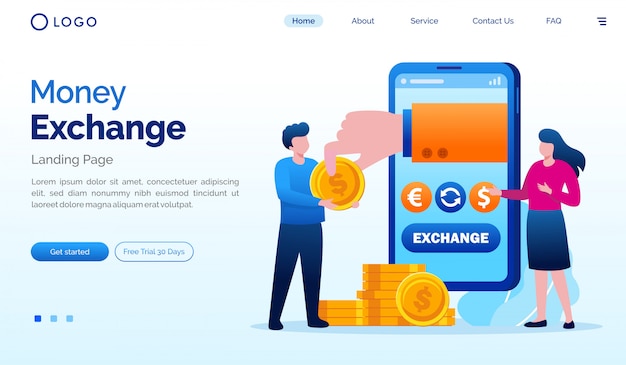 Isometric cryptocurrency landing page with bitcoins and ...