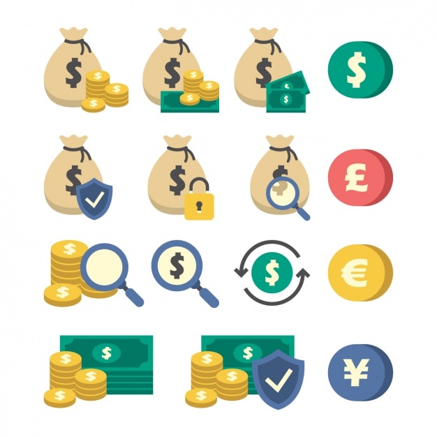 Бесплатное векторное изображение Деньги коллекция икон