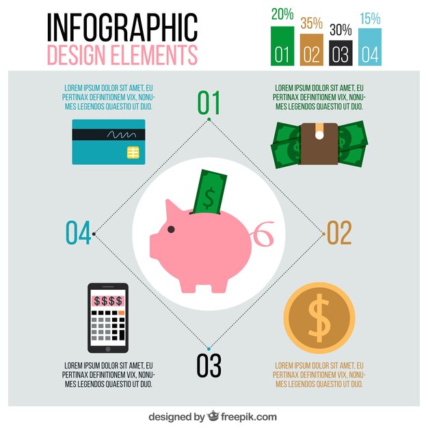 Free vector money infographics in flat design