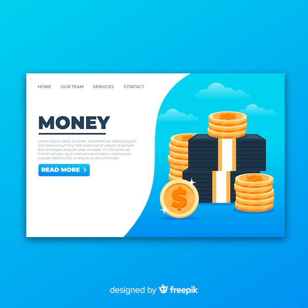 Free vector money landing page