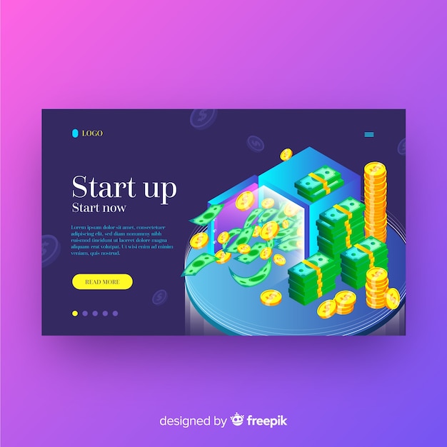 Free vector money landing page