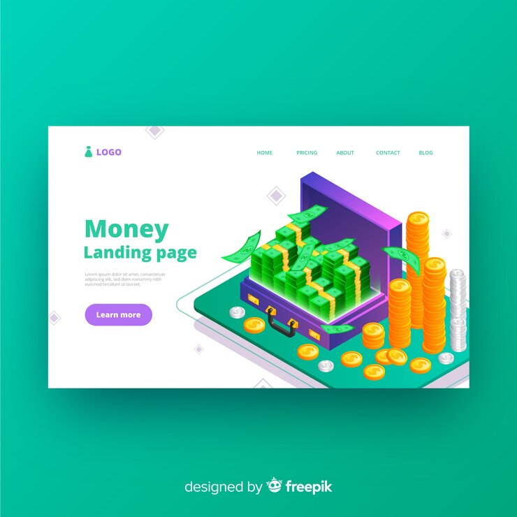 Free Vector money landing page