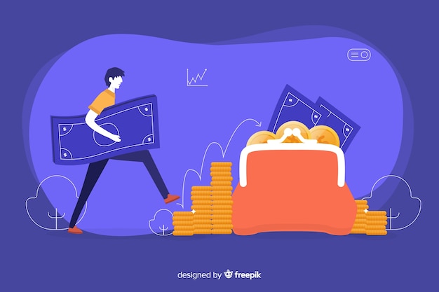 Free vector money saving concept