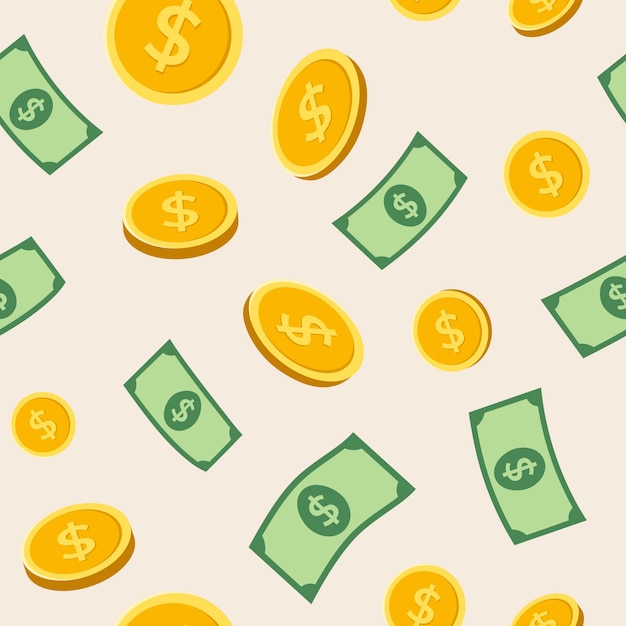 Бесплатное векторное изображение Деньги бесшовный фон фон, векторные иллюстрации финансов