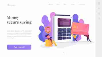 Free vector money secure saving landing page template