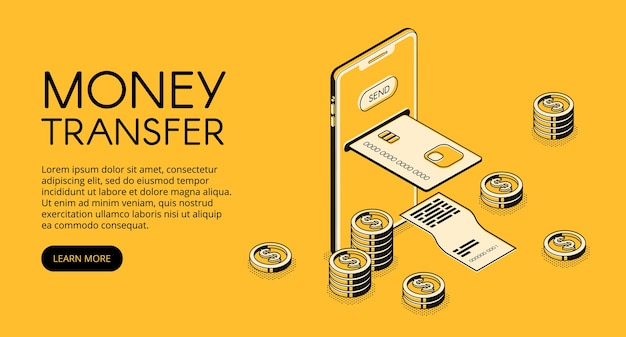 Деньги перевод мобильных телефонов иллюстрация онлайн-платежей в смартфоне