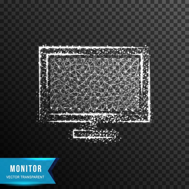 Бесплатное векторное изображение Монитор жк-дисплея от соединения точки и линии светового эффекта векторной иллюстрации изолированы на прозрачном фоне