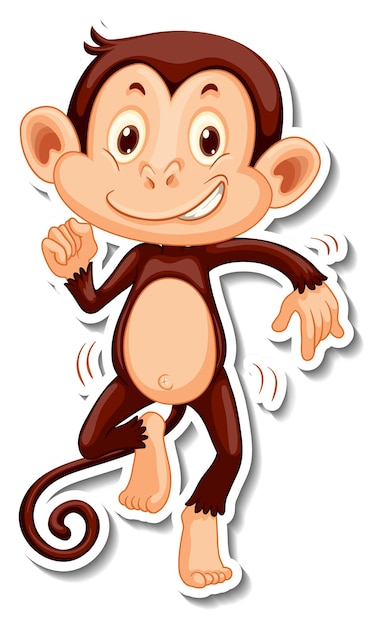 Free vector monkey cartoon character sticker