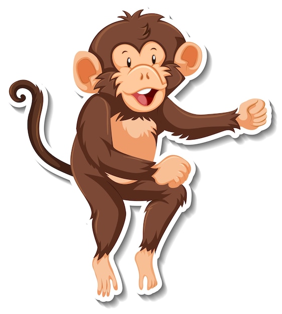 Free vector monkey dancing animal cartoon sticker