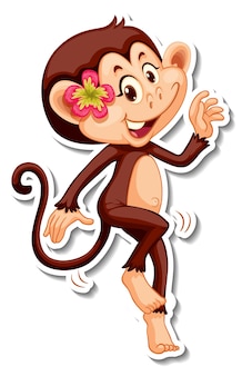猿​の​踊り​の​漫画​の​キャラクター​の​ステッカー