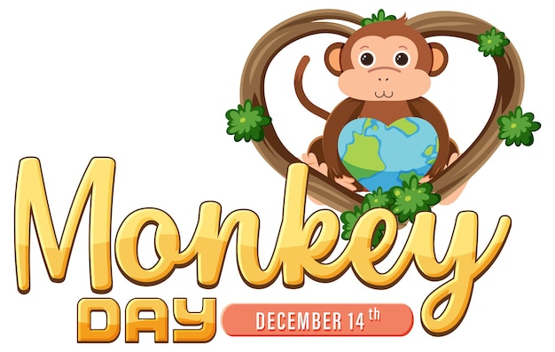 Free vector monkey day text banner design