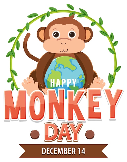 Free vector monkey day text banner design