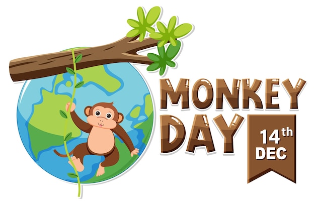 Monkey day text banner design