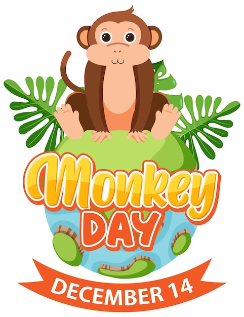 Free vector monkey day text for banner or poster design