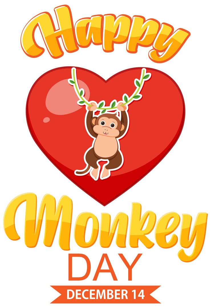Free Vector monkey day text for banner or poster design