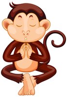 Monkey doing yoga cartoon character