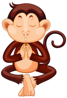 Monkey Doing Yoga Cartoon Character