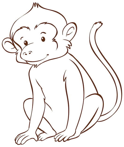 白い背景の落書きシンプルなスタイルの猿