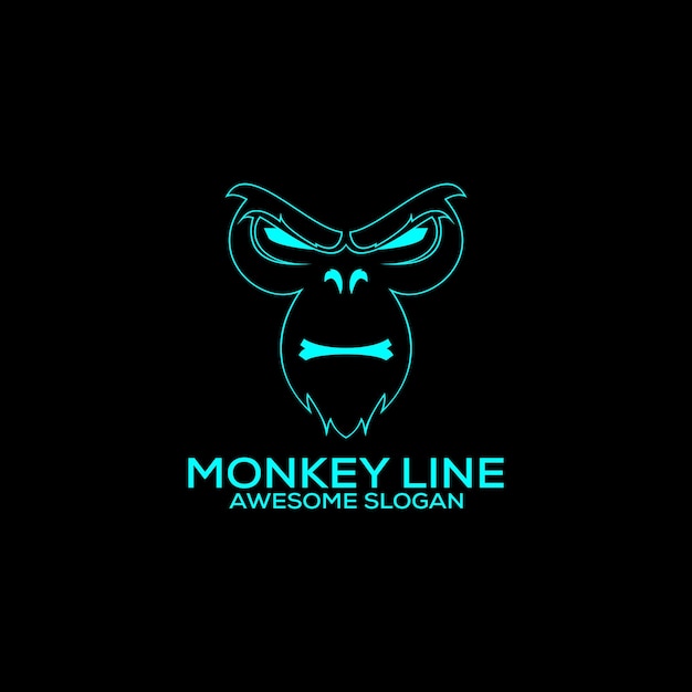 Monkey face logo design line art