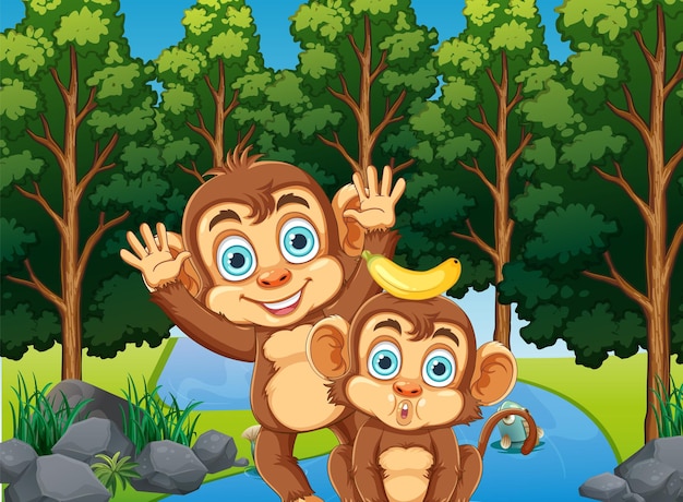 Free vector monkey in the forest