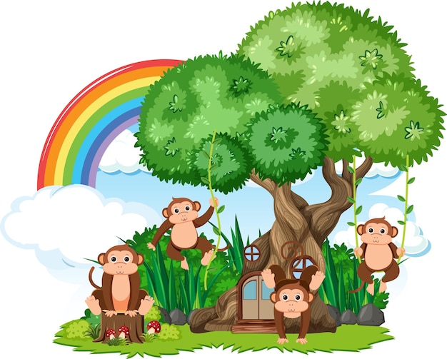 Monkey group with tree