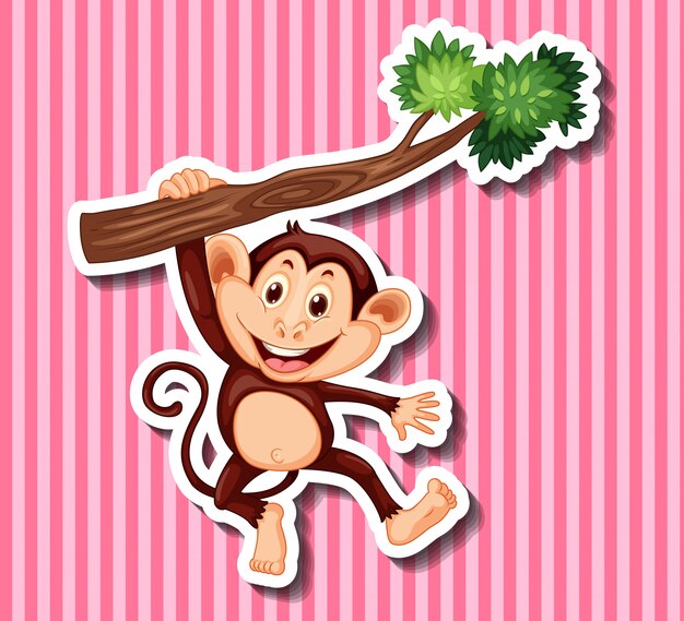 Monkey hanging on branch