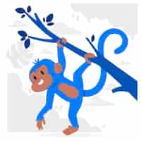 Free vector monkey hanging from tree concept illustration