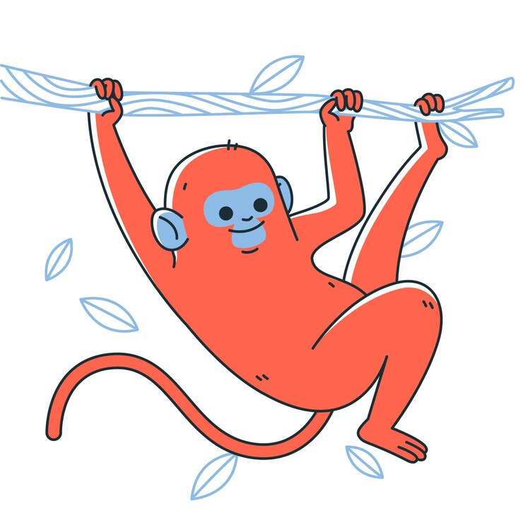 Free Vector monkey hanging from tree concept illustration