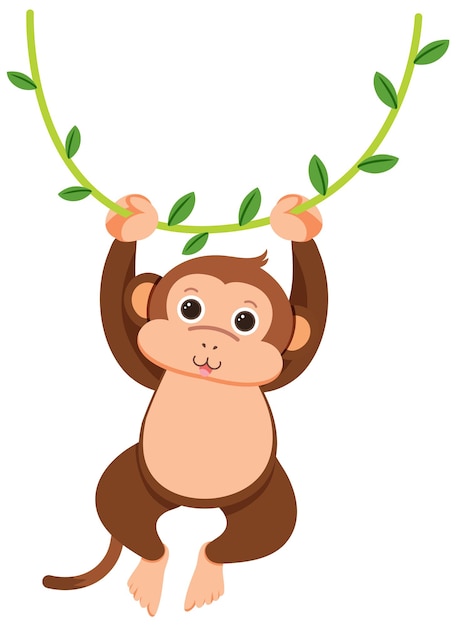 Free vector monkey hanging on liana