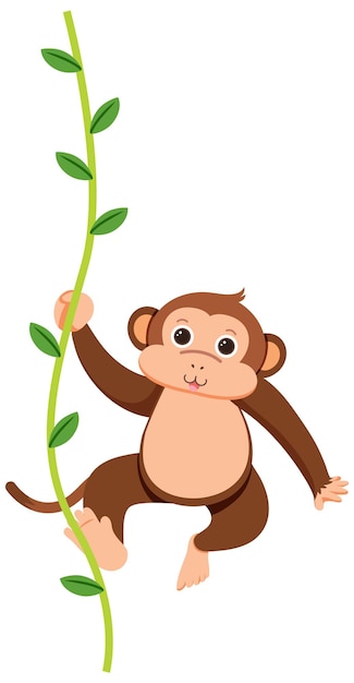 Free vector monkey hanging on liana