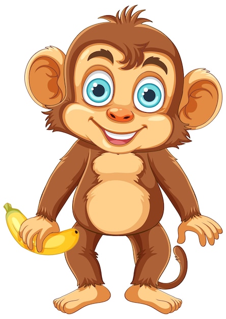 Free vector a monkey holding banana cartoon character