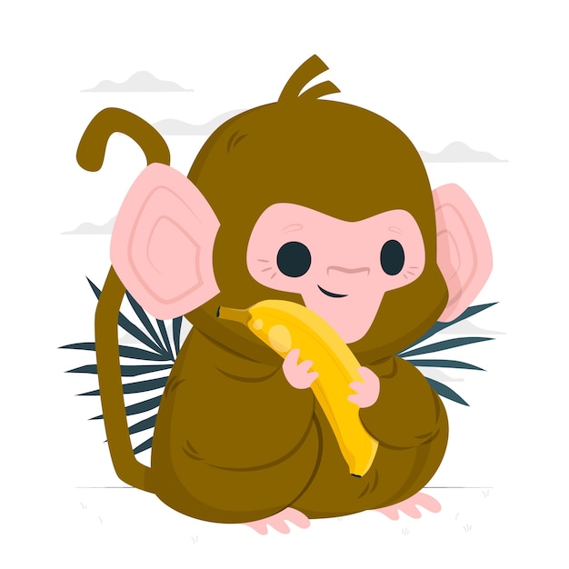 Free vector monkey holding banana concept illustration