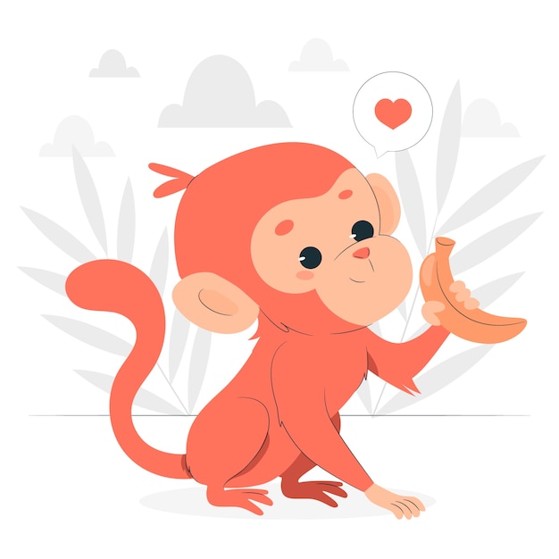 Monkey holding banana concept illustration