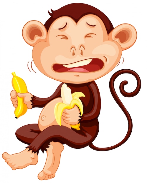 Free vector monkey holding banana crying