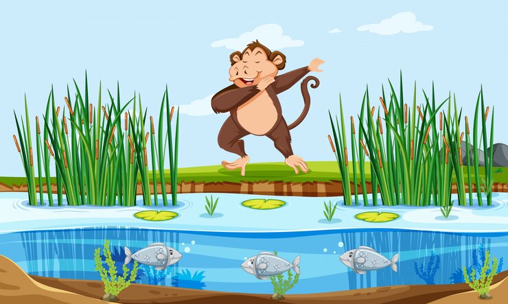 मुफ़्त वेक्टर प्रकृति में एक बंदर